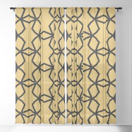 Black and Yellow Shape Mosaic Pattern Pairs DE 2022 Trending Color Golden Appeal DE5382 Sheer Curtain