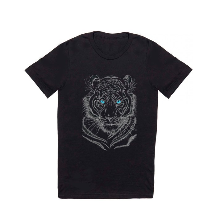 White Bengal tiger Blue Eyes Ink Art T Shirt