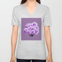 Bouquet Of Lilac Roses V Neck T Shirt
