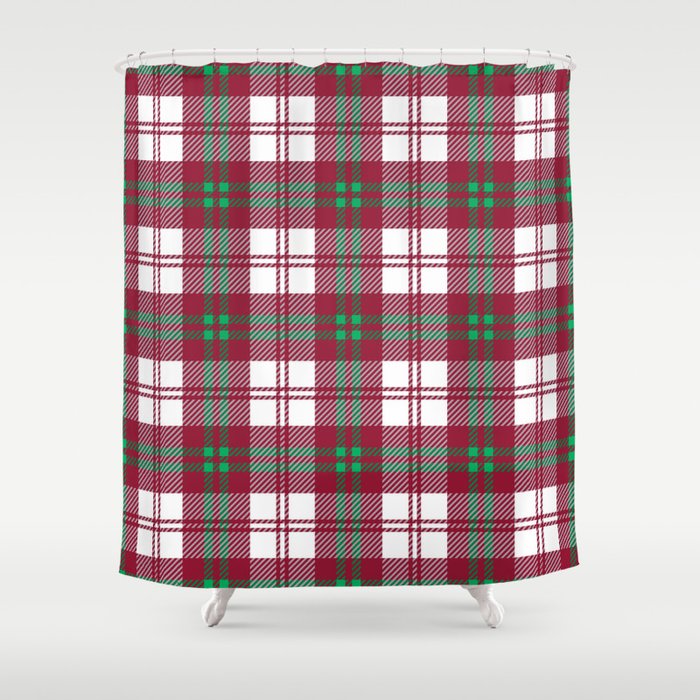 red and green shower curtain