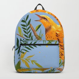 Yellow Bird Backpack | Animal, Yellowbird, Pastelcolors, Moon, Twoheads, Curated, Leaf, Stars, Illustration, Nature 