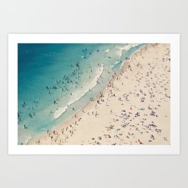 Aerial Beach Love Print - aerial Ocean Sea photography by Ingrid Beddoes Art Print