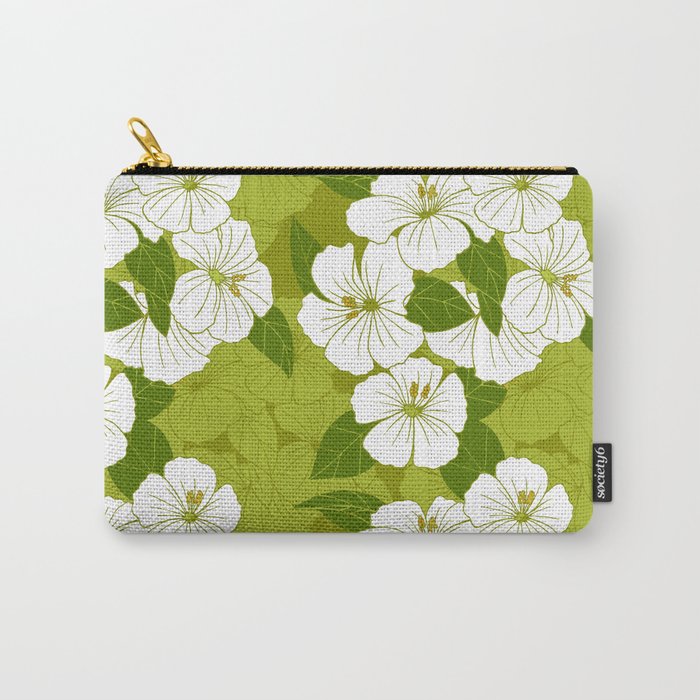Green Hibiscus Pattern Carry-All Pouch