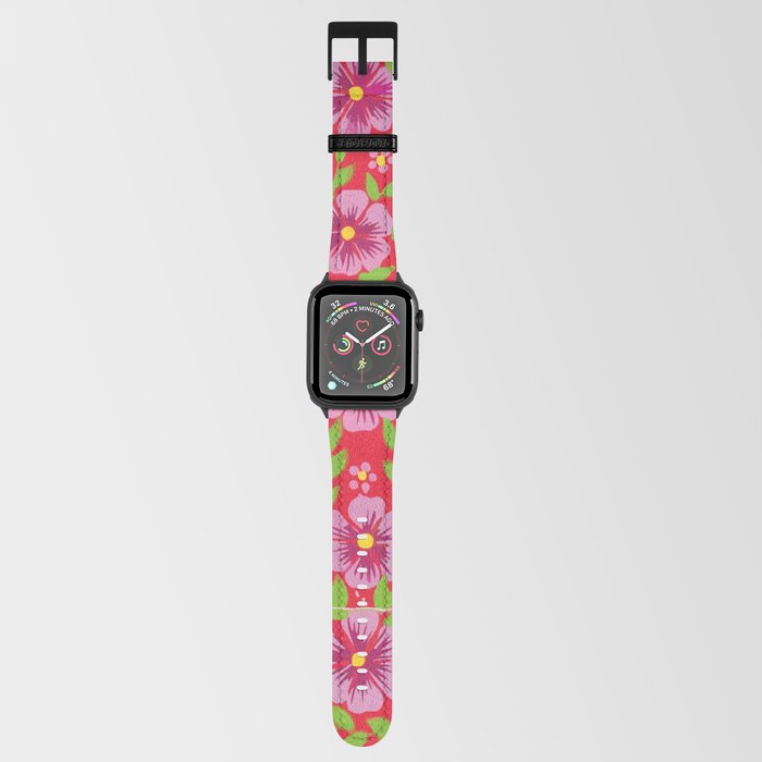 Red and Pink Boho Adjustable Fabric Apple Watch Band