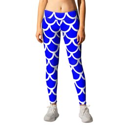 Scales (White & Blue Pattern) Leggings | Decoration, Scales, Seamaid, Scale, Fish, Patterns, Scallop, Scaled, Nautic, Decorative 