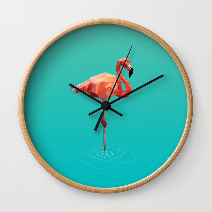 Poly Flamingo Wall Clock