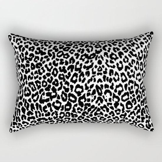 Leopard Pattern (Black and White) Rectangular Pillow