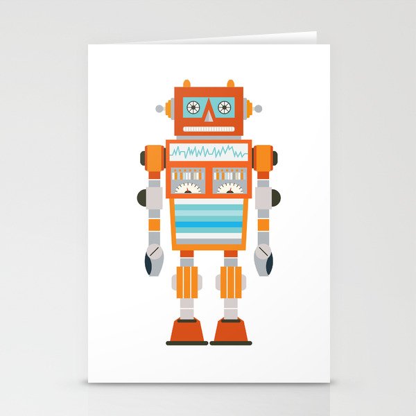 Orange Robot Retro Toy Stationery Cards