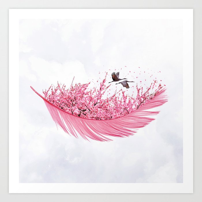 Sakura Feather • Pink Feather I Art Print