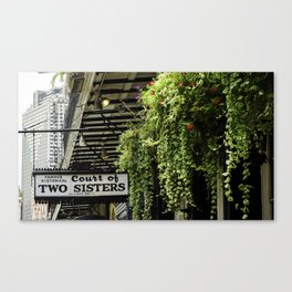 Court of Two Sisters sign with Cascading Greenery Canvas Print