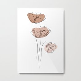 Flower Line Drawing - Poppies Art Print Metal Print