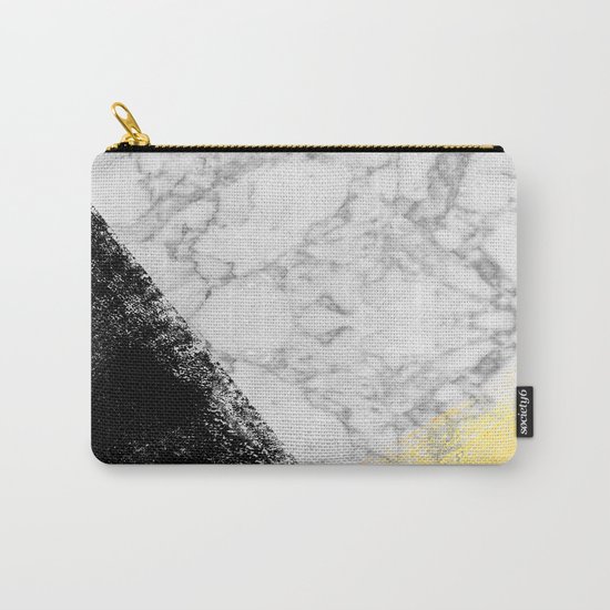 Marble with Black & Gold - gold foil, gold, marble, black and white, trendy, luxe, gold phone Carry-All Pouch