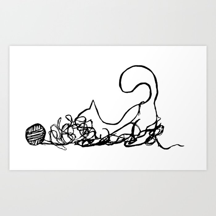 Cat with yarn 2 Art Print by egermain | Society6