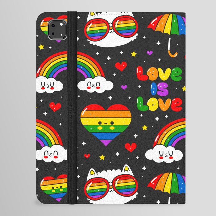 Love is Love Rainbows and Cats iPad Folio Case