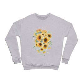 Loose Watercolor Sunflowers Crewneck Sweatshirt