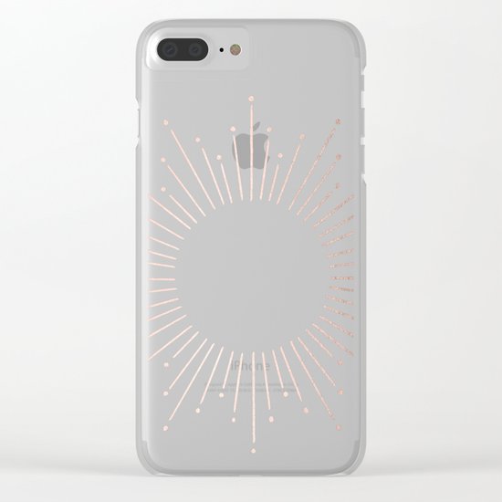 Sunburst Moon Dust Bronze on White Clear iPhone Case