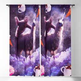 Outer Space Sloth Riding Llama Unicorn - Donut Blackout Curtain