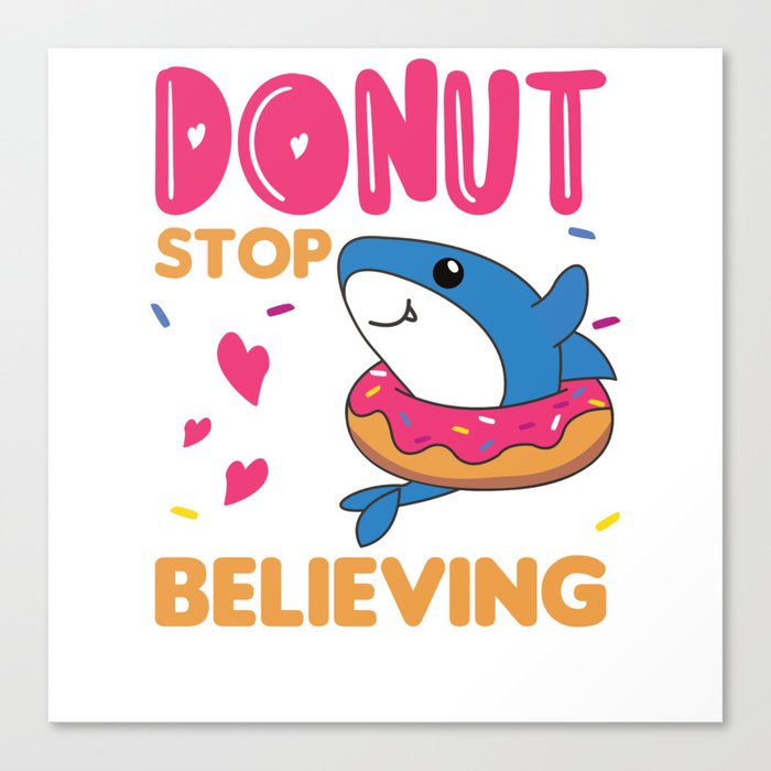 Cute Shark Funny Animals In Donut Pink Canvas Print