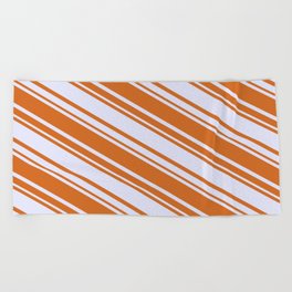 [ Thumbnail: Chocolate & Lavender Colored Lined/Striped Pattern Beach Towel ]