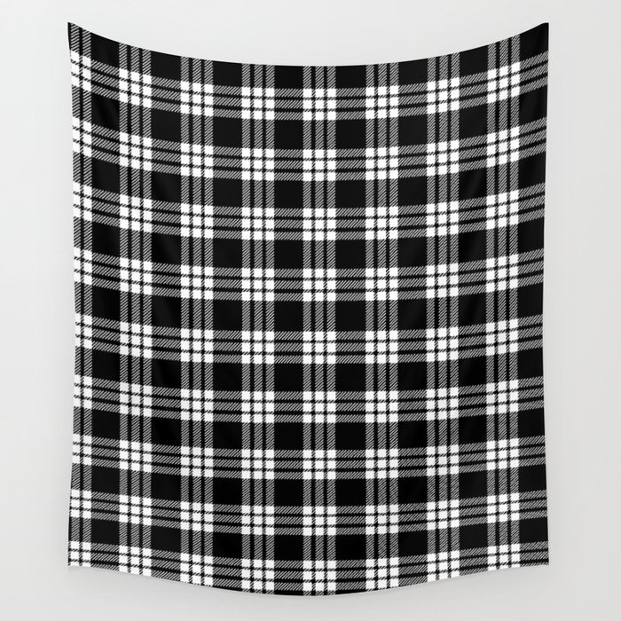 Macfarlane Black White Tartan Modern Wall Tapestry By Elliottdesignfactory Society6
