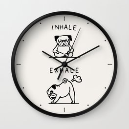 Wall Clocks Society6 Inhale Exhale Pug Wall Clock