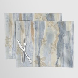 Abstract Floral Soft Blue Brown Placemat