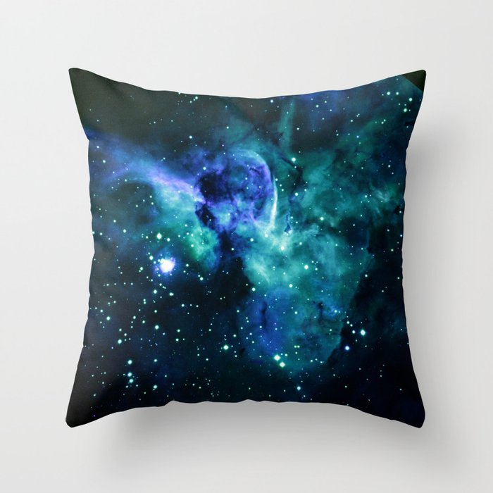 Blue Turquoise Teal Carina Nebula Throw Pillow