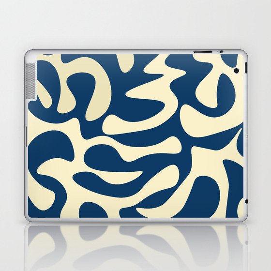 Abstract Mid century Modern Shapes pattern - Blue and Off white Laptop & iPad Skin