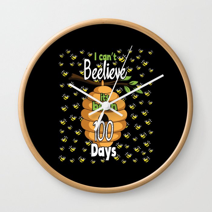Days Of School 100th Day 100 Believe Bee Wall Clock