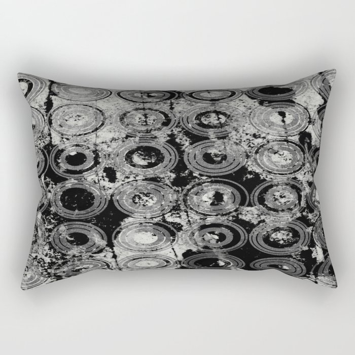 Urban Rings IV - Black and white textured abstract Rectangular Pillow
