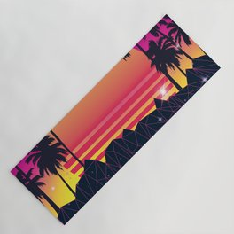 Flaming Sunset 80s Synthwave Yoga Mat