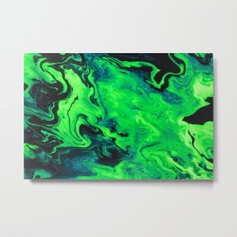 Black and Green Marble Painting Metal Print