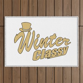 Winter Classy Logo (Gold) Outdoor Rug