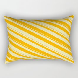 [ Thumbnail: Pale Goldenrod & Orange Colored Pattern of Stripes Rectangular Pillow ]