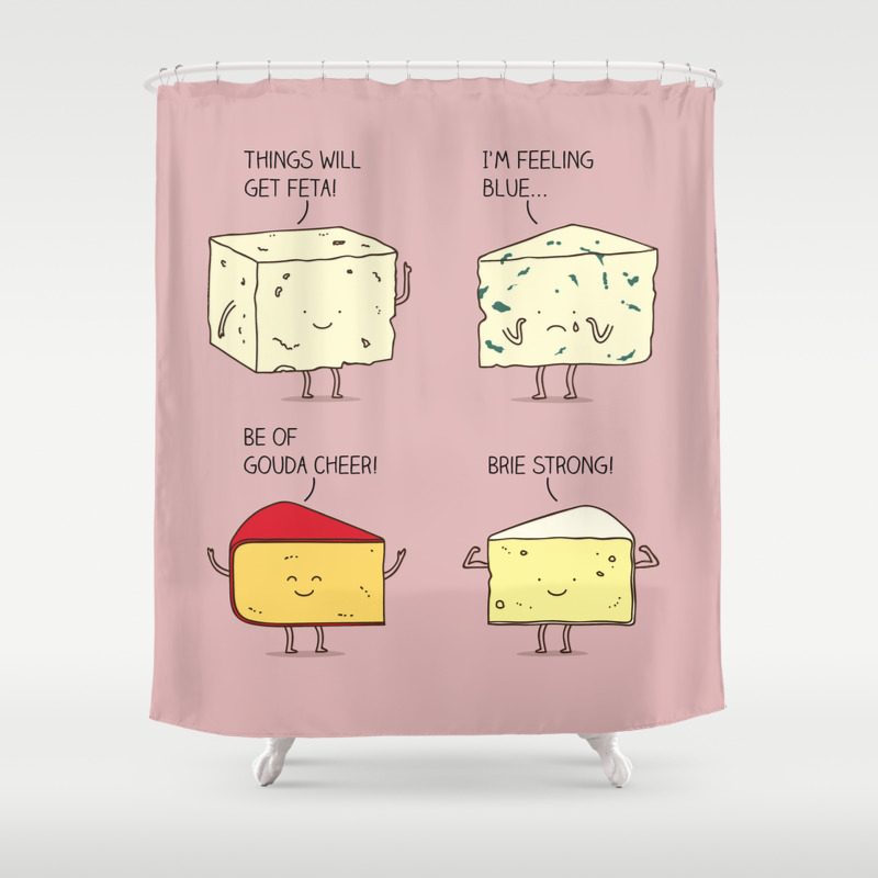 Cheesy Puns Shower Curtain By Milkyprint Society6