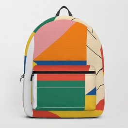 Minimal Geometric Shape Abstract 3/6 Backpack | Green, Graphicdesign, Yellow, Blie, Geometric, Simple, Primary, Curated, Print, Abstract 