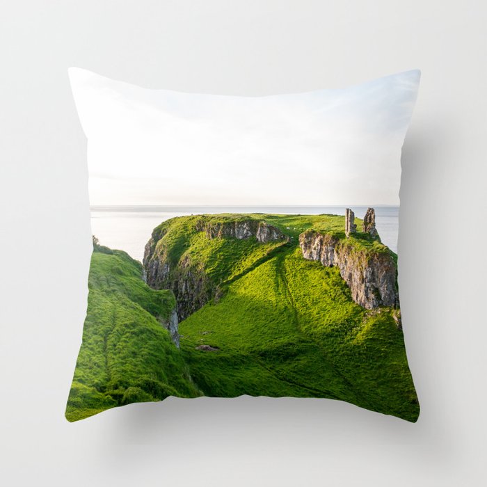 Great Britain Photography - Beautiful Green Landscape By The Sea Throw Pillow