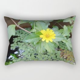 Yellow chrysanthemum with green leaves in water (300) Rectangular Pillow