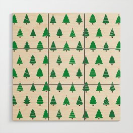 Christmas Pattern Green Tree Retro Wood Wall Art