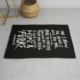 Jeremiah 29:11 II Rug | Black and White, Typography, Illustration, Graphic Design 