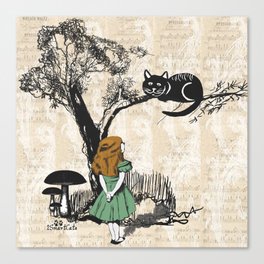 Alice in Wonderland and Cheshire Cat Canvas Print