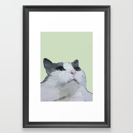 Existential cat - abstract green Framed Art Print