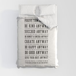Do It Anyway - Mother Teresa Poem - Literature - Typewriter Print 3 Comforter