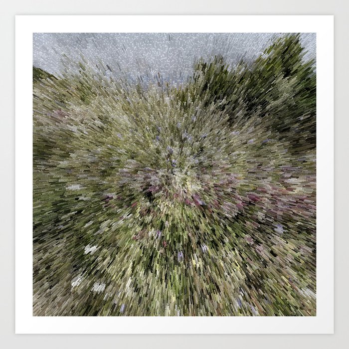 Abstract vintage summer prairie landscape 3d pixel art exctrusion Art Print