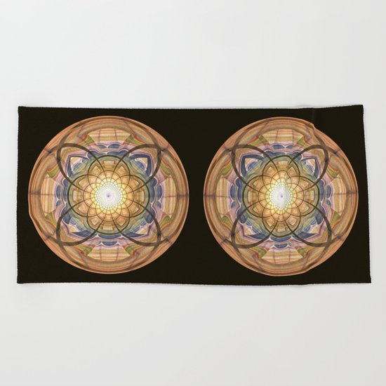 Groovy mandala with wild patterns Beach Towel