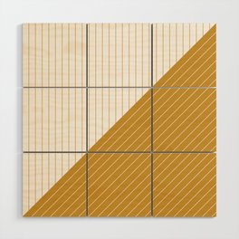 Elegant Pinstripes and Triangles White Yellow Gold Wood Wall Art