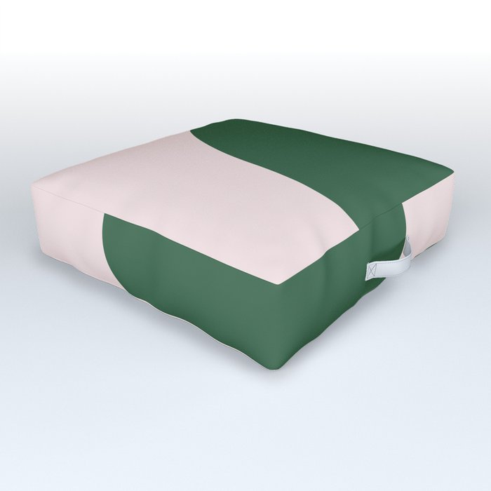 Margo Collection: Minimalist Modern Geometric Green on Pink Outdoor Floor Cushion