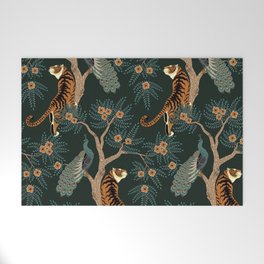 Vintage tiger and peacock Welcome Mat