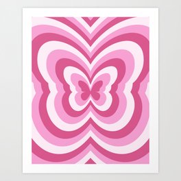 Retro 70s Butterfly in Pink Art Print