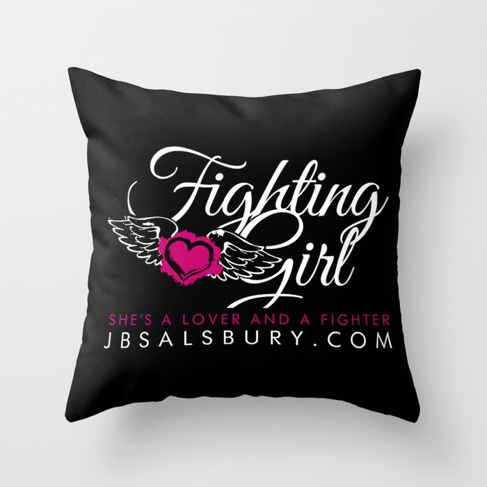 Fighting Girls Black Throw Pillow